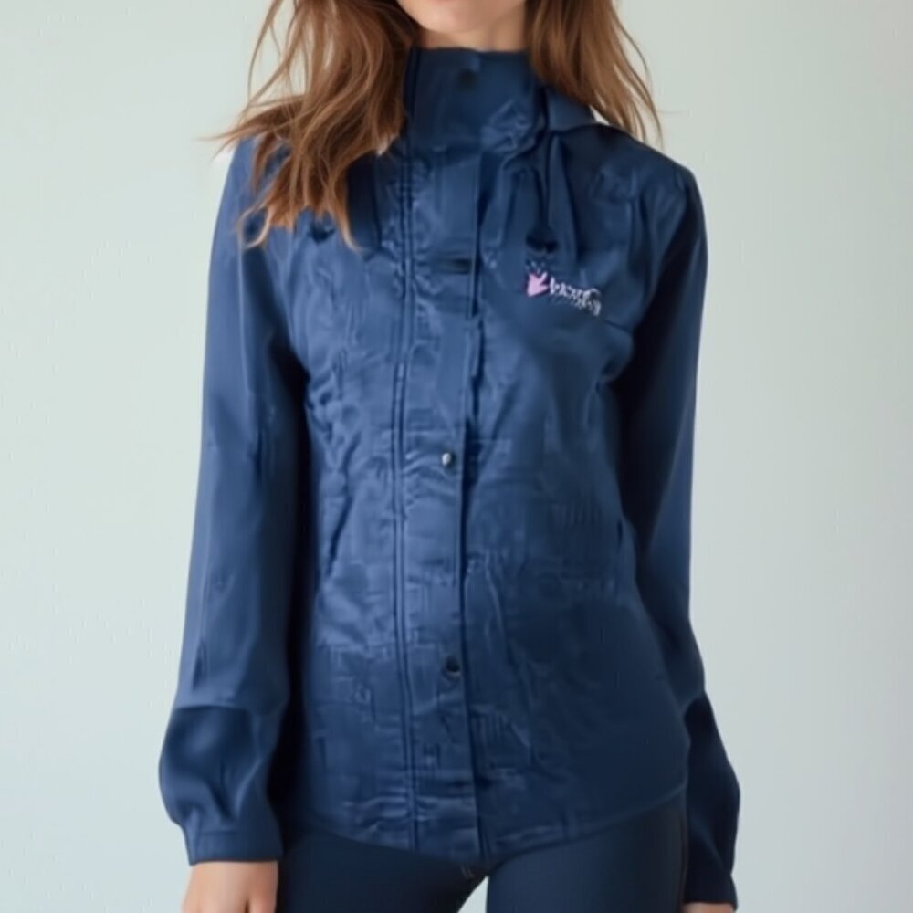 Frogg Toggs Jacket youth L/XL  Blue Full Zip Hooded Rain Coat Logo Lightweight